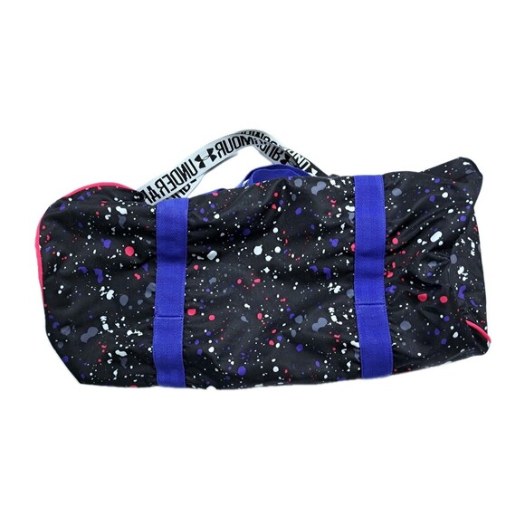 Under Armour Paint Splatter Duffel Gym Travel Weekend Black Womens Yoga Bag - Picture 3 of 6
